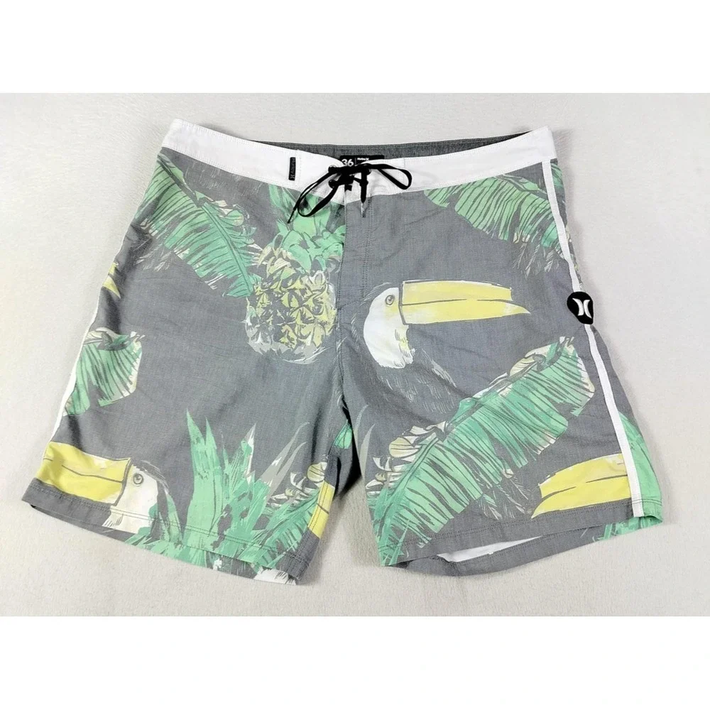 Hurley Swim Trunks Board‎ Shorts Mens 36 Multicolor Toucan Pineapple Tropical